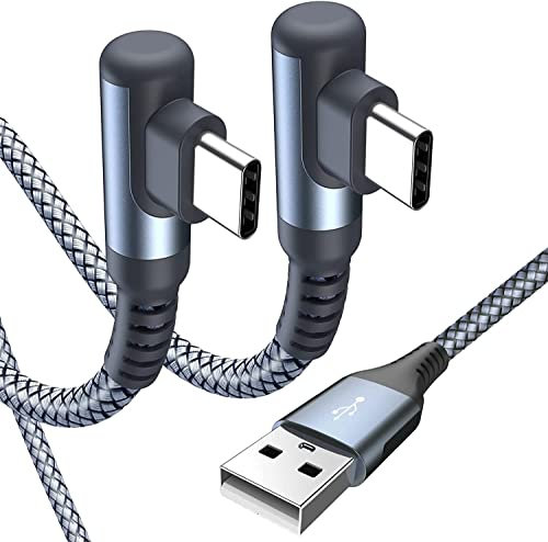 2Pack 1M USB C Right Angle Samsung 90 Degree 3.1A Fast Charger Cable Braided Compatible for Flip/Fold z3 S10 S8 S20 S21 S22 A02s A03s A12/13 A21s/22/20 A32 A52s A70/72 Note 20/10,Google Pixel,Oneplus