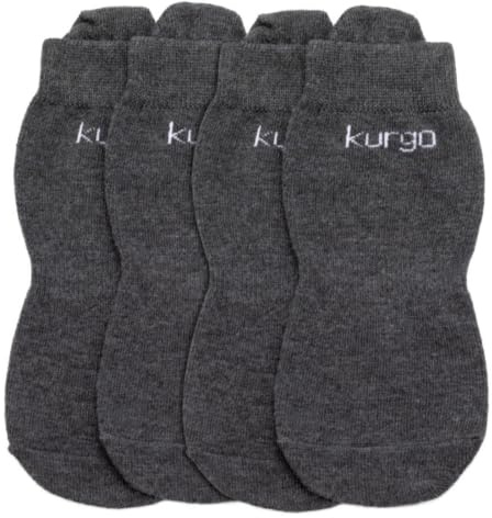 Kurgo Blaze Hundesocken, Für bessere Passform der Kurgo Blaze Hundeschuhe, Leicht & atmungsaktiv, Größe S, Grau (4er-Pack)