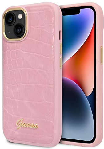Guess Schutzhülle für iPhone 14 Zoll (35,6 cm), Kroko-Muster, PU-Leder, Schutzhülle und Anti-Kratz-Hülle mit zugänglichen Anschlüssen, Stoßdämpfung und charakteristischem Logo