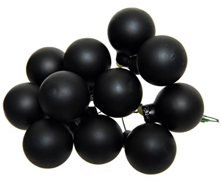 Kaemingk Weihnachtskugeln am Draht Glas 2cm x 12 Stück Spiegelbeeren zum Basteln Matt Schwarz