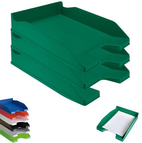 Officepaper - Bandejas Oficina apilables, Organizador de Documentos, 3 bandejas de Oficina Color Verde