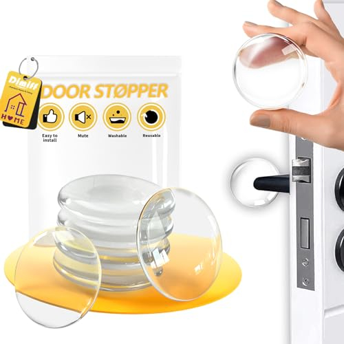 Dimiff Arret De Porte Bloc Porte, Stop Porte, Bloc Porte Sol, Bloque Porte Sol, Butee De Porte Adhesive, Protection Poignee Porte,Tampon Porte, Protection Porte Ø 40Mm |Rond-6pcs
