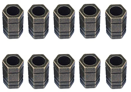 10 Pieces Knife Paracord Lanyard Ropes with Alloy Beads,EDC Multifunctional Tool Outdoor Camping Folding Knives Gadget Ornaments (Bronze)