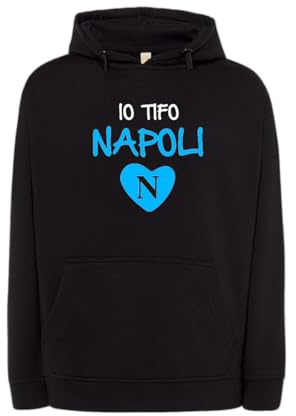Felpa Uomo Bambino Io Tifo Napoli con Il Cuore Sport Calcio Calcetto Allenamento Tempo Libero Felpe Relax Tifoso Scudetto Campionato