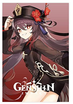JDRC Hu Tao 1 Genshin Impact Poster Leinwand Poster Schlafzimmer Dekor Sport Landschaft Büro Zimmer Dekor Geschenk Rahmen: 50 x 75 cm