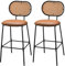 GOPLUS Lot de 2 Tabourets de Bar avec Dossier en Rotin PE, Chaise de Bar avec Coussin en Mousse, Structure en Métal et Repose-Pieds,Chaise Haute Cuisine, Restaurant, Bistrot, Hauteur d’Assise 75CM