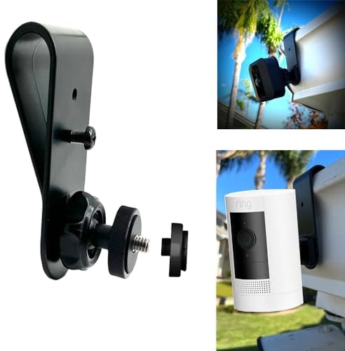 Rigid Rain Gutter Mount for Security Camera - Easy Install No Drill No Rust Design, 1/4-20 Thread Joint Holder (1 Pack,Black)-Compatible with Ring Stick Up Blink Outdoor Indoor 4th XT3 XT2 Camera
