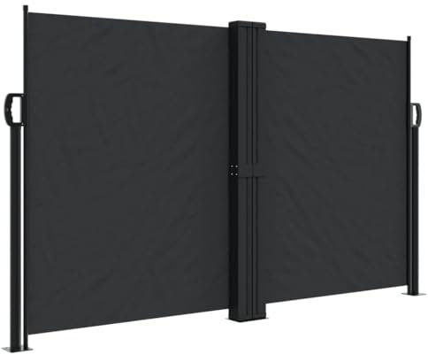 vidaXL Auvent Latéral Rétractable, Brise-Vue de Jardin, Écran de Protection, Écran de Balcon Terrasse Arrière-Cour Extérieur, Noir 140x1200 cm