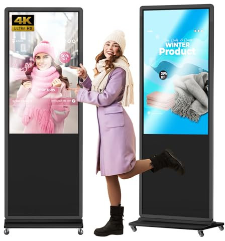JASZDOT Monitor Pubblicitario da 43'' FHD LCD Digital Signage, Schermo Touch Screen Display Pubblicitario Riproduzione automatica, Supporto USB/HDMI/WiFi, Android OS