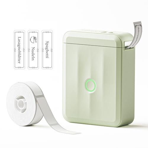 NIIMBOT Etikettendrucker, Mini Bluetooth D110 Selbstklebendes Etikettiergerät, Tragbarer Beschriftungsgerät Labeldrucker Druckbreite 15mm Kompatibel mit iOS Android Für Zuhause Büro (Grün)