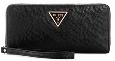 GUESS Damen Laurel Large Zip Around Wallet Große Geldbörse mit Reißverschluss, Clutch, Schwarz
