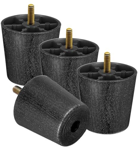 Sibba 4 PCS Furniture Legs Couch Feet Sofa Chair Dresser Replacement 1.96 inches Plastic Leg Extenders Cabinet Leveling Wood Table Rest Tall Screw In Wooden Universal Round Hardware Cabinets Home DIY