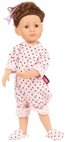 Götz 2311033 Little Kidz to Dress Puppe 36 cm Multigelenk-Stehpuppe | 6-tlg, für Kinder ab 3 Jahren, braune Haare, braune Augen, 9 Gelenke, posierbar, frisierbar, waschbares Haar, Vinylhartkörper
