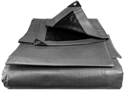 2x2 Silver Tarpaulin - 260gsm Heavy Duty Tarp Sheet Cover - 6.56ft x 6.56ft Waterproof Multi-Use Sheet with Eyelets for Garden, Caravan, Camping, Ground Cover