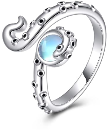 VENACOLY Octopus Ring 925 Sterling Silber Octopus Löffel Ring Octopus Schmuck Geschenke für Frauen Octopus Liebhaber