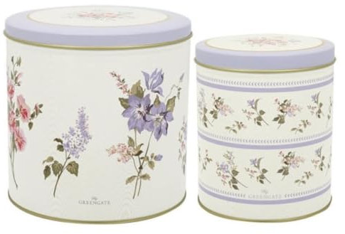 GreenGate Dosen Set Jacobe white rund mit Blumen
