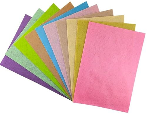 Netuno 10x Deko Filz Pastellfarben A4 1mm Bastelfilz Filzstoff für Dekoration zum Nähen Basteln DIY Handwerk für Kinder Hochzeit Tischdeko Osterdeko Frühling