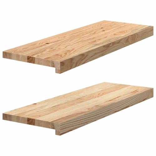 vidaXL Fensterbänke 2 Stk. Unbehandelt 70x30x2 cm Massivholz Eiche, Fensterbrett, Holz Treppenstufe, Holz Fensterbrett, Fensterbank Eichenholz