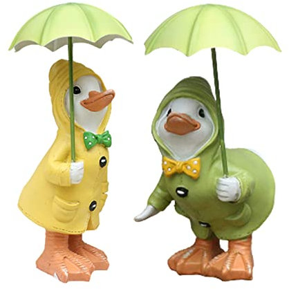 Yolispa Gartenfiguren Ente Gartendeko für Draußen 1 Paar Ente Halteschirm Entenform Gartenfiguren Gartenstatue Tierfigur