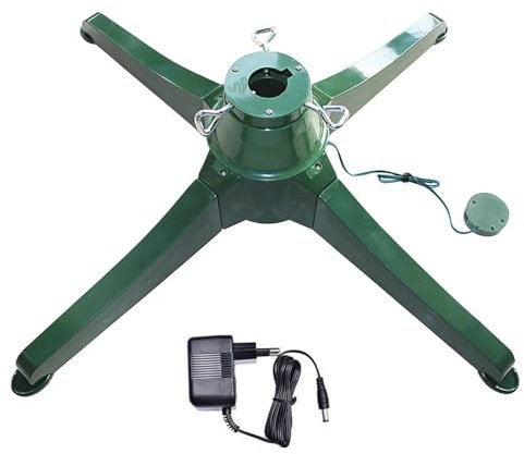 Musikalischer rotierender Weihnachtsbaumständer, künstlicher Weihnachtsbaumsockel, drehbarer Metallständer, mit 3 integrierten Steckdosen, universell passend für die meisten künstlichen Bäume