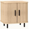 HOMCOM Bedside Table, Nordic Side Table with Roller Shutter Style Sliding Doors and Metal Legs for Bedroom, Living Room, Oak Tone