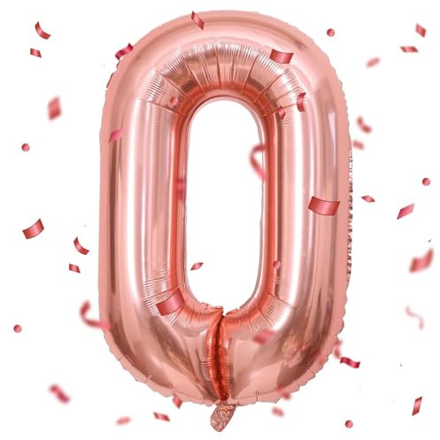 Rose Gold Balloon 0 - 40 Inch Foil Balloon, 101 cm Number Balloon for 0 Years Birthday Decoration - Helium Balloon for Children, Girls, Boys