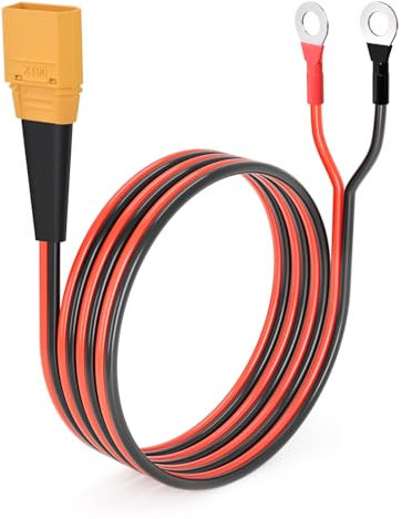 ELFCULB XT90 auf O-Ring, 10AWG XT90 Stecker mit Kabel, XT90 Männlich zu Ringkabelschuhe Kabel, XT90 Batteriekabel für Powerstation RC Lipo(1.8M)