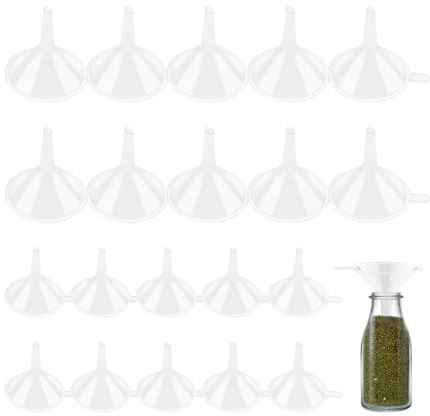 20 Stück Transparente Mini-Trichter,Die Kunststoff Trichter Küche,Labor Kleine Trichter,Zum Abfüllen von ätherischen Ölen,Parfüms,Gewürzen,Marmeladen,Pulvern