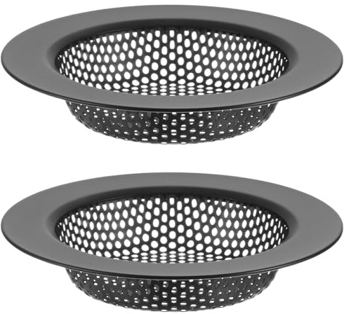 M METERXITY 2-Pack Sink Strainer, 4.4 Inch Stainless Steel Sink Drain Strainer, Basket Cover Mesh Hair Food Catcher, Kitchen Sink Drain Filter for Bathroom Sink/Wash Basin [Black]