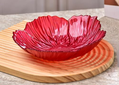 Frutero de cristal, plato decorativo para aperitivos, forma de flor nacarada, elegante decoración de cocina, tamaño grande para uso doméstico