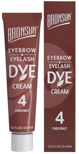 BRONSUN® Creme für Wimpern und Augenbrauen | Intensive und langanhaltende Färbung | Sanfte Formel ohne Ammoniak | mit Keratin, Seide und Vitamin E | Braun №4 - 15ml