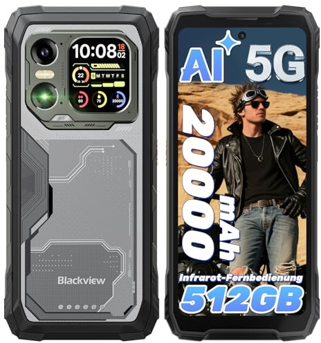 Blackview Xplore 1 5G Movil Irrompible con Pantalla Doble, 48GB + 512GB/2TB, 20000mAh, Dimensity 7050 Movil Resistente, Android 15, 64MP + 20MP Nocturna, 6,78 120Hz, Linterna 170lm/Dual SIM/NFC/AI