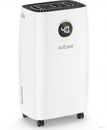 2L/Day Compressor Dehumidifier with1 L Water Tank, Quiet & Energy Efficient Dehumidifiers with Laundry Drying, Humidity Sensor & Indicator, 10H Timer