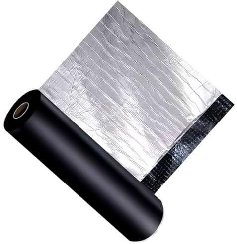 Dachfolie Aluminium Selbstklebende Folie, Dachbahn Selbstklebend, Wasserdichtes Klebeband, Bitumenbahn, Dachbahn für Schuppen, Carports und mehr, Folie selbstklebend 0.5 x 1M(0.5x1m)