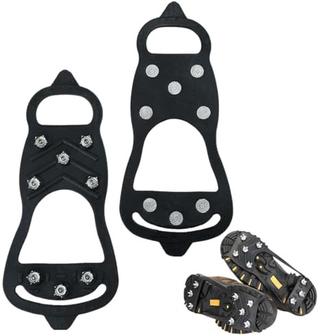 Ramponi Antiscivolo, Ramponi da Arrampicata 8 Borchie Ice Grips Ramponi Antiscivolo Ice Tacchetti Trazione Ramponi da Ghiaccio Slip-on, Elasticizzati, per Sport Invernali(35-44 iarde)