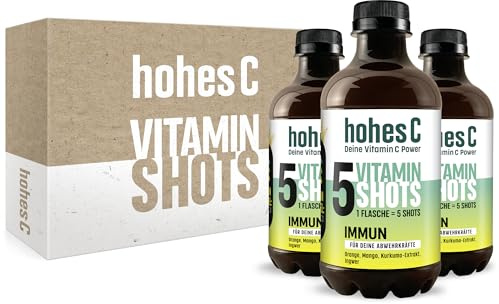 Hohes C Vitamin Shots Immun (3 x 330ml) – Für die Abwehrkräfte; mit Orange, Mango, Kurkuma-Extrakt, Ingwer - vegan, ohne Zuckerzusatz & Konservierungsstoffe