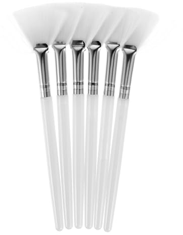 FRCOLOR Facial Mask Applicator Brush 6Pcs Soft Fan Shape White for Chemical Peels and Skin Treatment