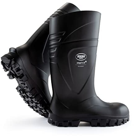 Bekina Steplite X S5 Robuste Sicherheitsstiefel für Herren und Damen, rutschfest, Weite Passform, Arbeitsstiefel für die Bauwirtschaft, Chemikalienbeständig, bis -30 Grad, schwarz, EU 44