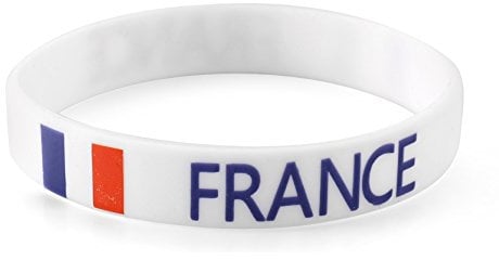 Komonee 10 x France White World Cup Sports Event Football Country National Flag Silicone Wristbands