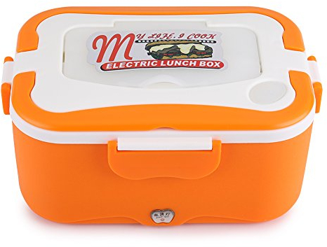Riscaldamento Lunch Box 45W Scatola Pranzo Riscaldamento Elettrico Dell'automobile 1.5L Stufa Pranzo Portatile Contenitore Scaldavivande Con Scatola Principale Piccolo Piatto Coppia (24V-Orange)
