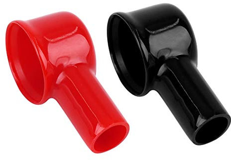 X AUTOHAUX 2pcs 51mm Long Black Red Soft PVC Battery Terminal Cover Sleeve Boot