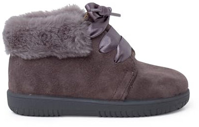 Pisamonas Botitas Niña Serraje Cuello Pelo Cordones Raso Talla 30 Color Gris
