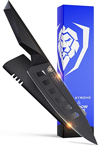 Dalstrong Potagères Couteau de Chef - 7 - Série Shadow Black - Noir Titane Nitride Revêtu - Haute Teneur En Carbone - 7CR17MOV-X Acier Traité À Vide - Gaine - Certifié NSF