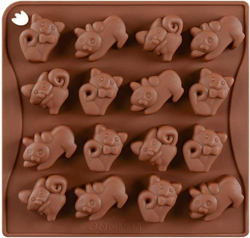 Selecto Bake 16 cavidades DIY moldes de silicona para hornear sartenes en forma de gato moldes para dulces molde de chocolate bandejas para cubitos de hielo