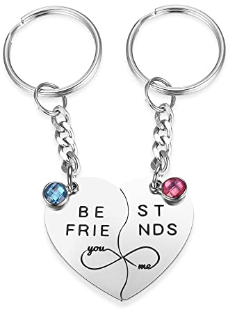 Zysta BFF Schlüsselanhänger mit Gravur Puzzle Herz Anhänger für 2 Schwester Freundschaft Keychain für Bester Freund Geschenk (BEST FRIENDS)