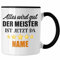Trendation - Meister Tasse Geschenk Personalisierte Kaffeetasse Meisterprüfung Bestanden Lustiger Spruch NAME (Schwarz)