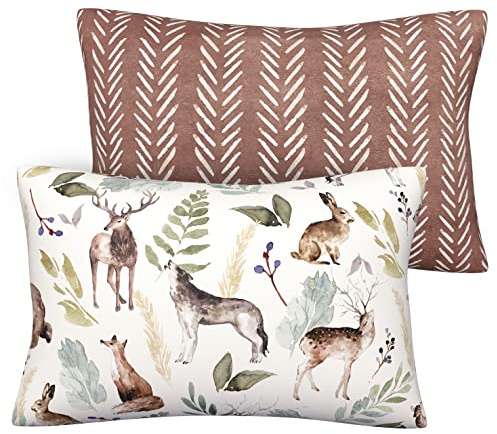 Pobi Baby Toddler Pillowcase 2 Pack, Cotton Pillow Cases (Wildlife)