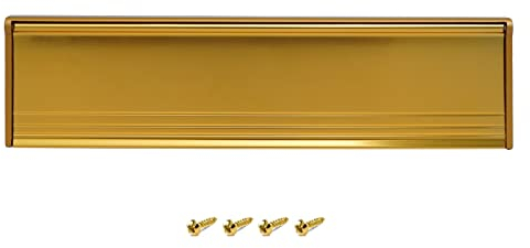 Internal Letterbox Draught Excluder 11.5 Inch (29.3cm) Metal Draught Letter Plate Seal Letter Box Flap - Prevents Draughts Coming Through The Letter Box - for Wood or uPVC Doors - Gold