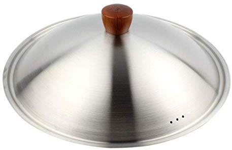 Tapa de Cacerola Tapa de Olla de Acero Grueso Arena de Acero Inoxidable Tapa de sartén Suave Olla de Madera Tamaño Giratorio 30 cm 32 cm 34 cm (Blanco 30 cm)