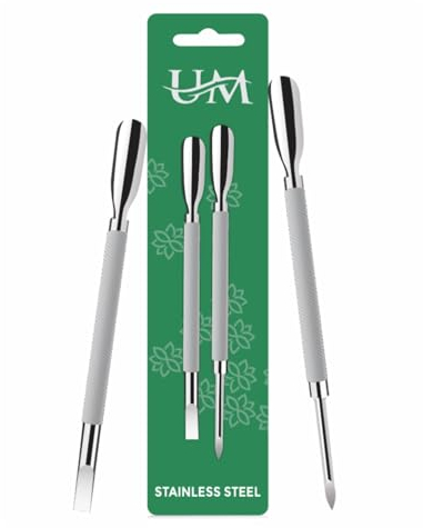 UM Supplies Cuticle Pusher and Spoon Nail Cleaner 2PCS Set | Dual Ended | Nail Care Tool | Easy to Use Fingernail and Toenail | Pedicure Manicure Tools